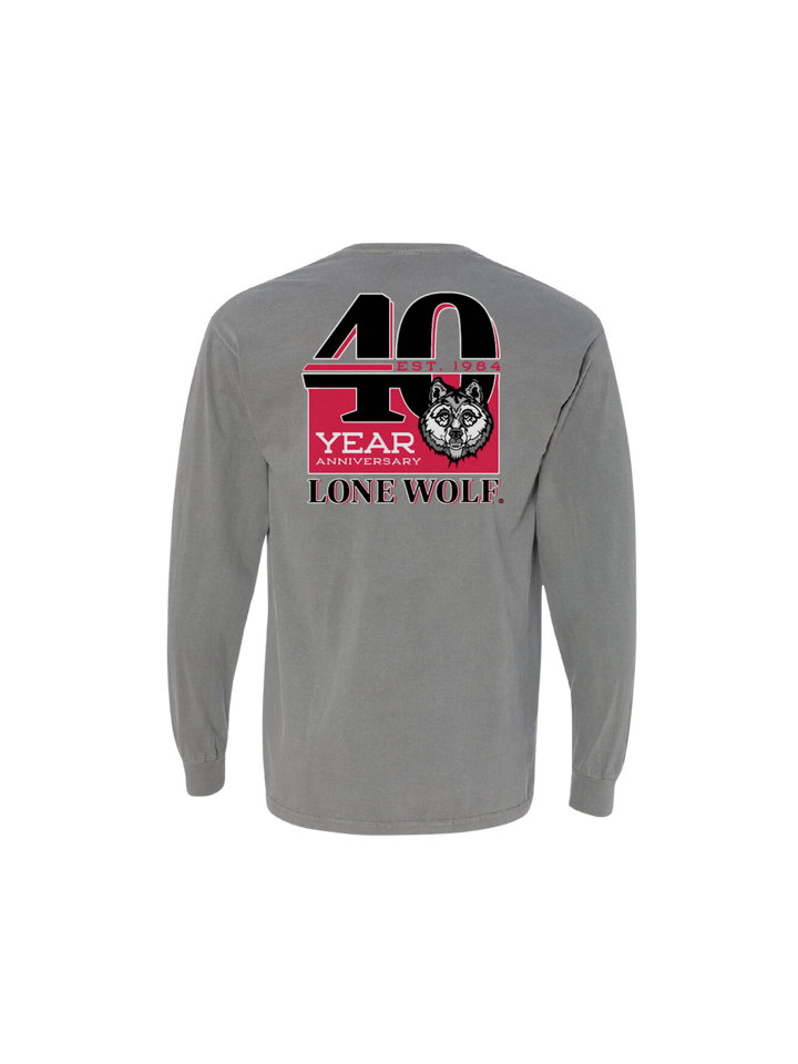 40th Badge Vintage Grey Long Sleeve