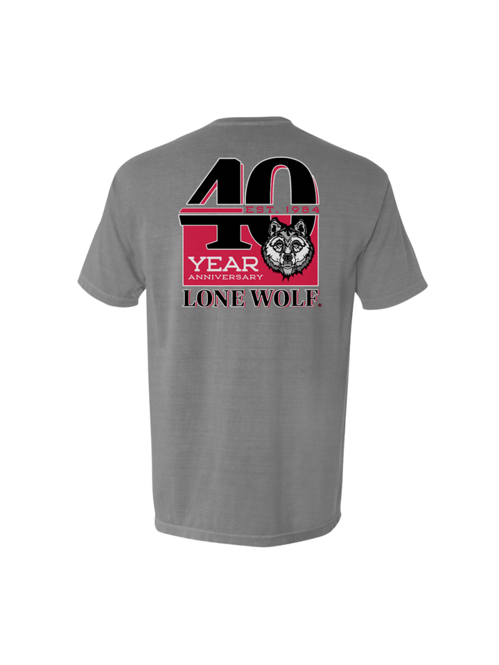 40th Badge Vintage Grey Pocket T